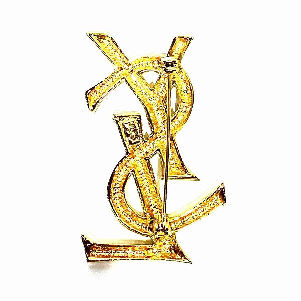 Yves Saint Laurent YSL Logo Brooch 5.5cm×3.5cm in Good Condition