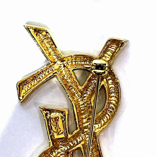 Yves Saint Laurent YSL Logo Brooch 5.5cm×3.5cm in Good Condition