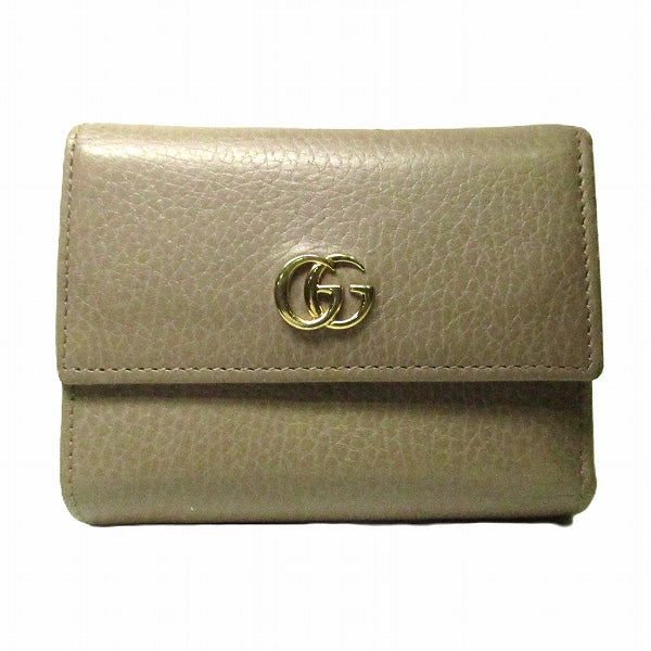 Gucci GG Marmont Beige Leather Trifold Wallet 546584 in Good Condition