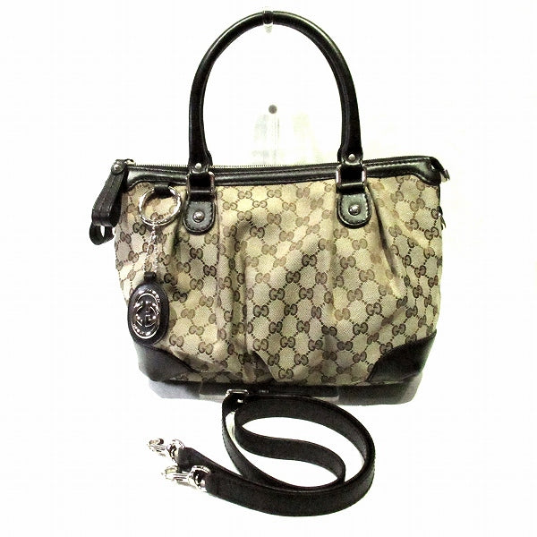 Gucci Sukey 247902 Canvas Leather Handbag in Good Condition