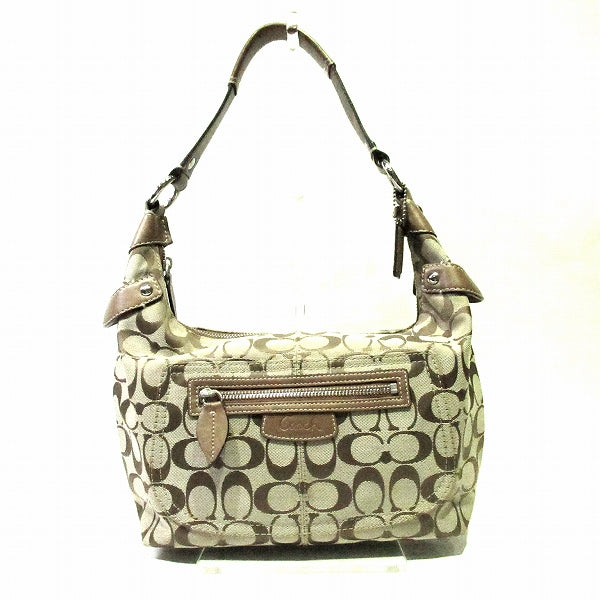 Coach Signature Canvas Leather Shoulder Bag F14690 in Good Condition