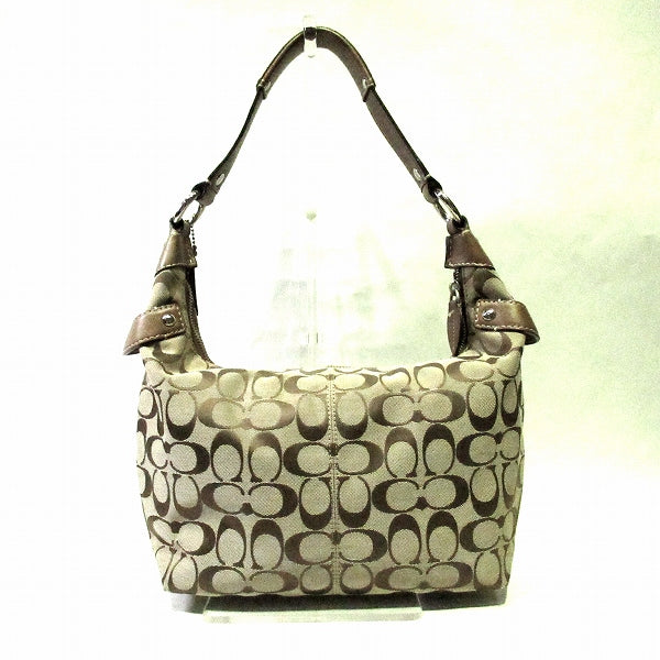 Coach Signature Canvas Leather Shoulder Bag F14690 in Good Condition