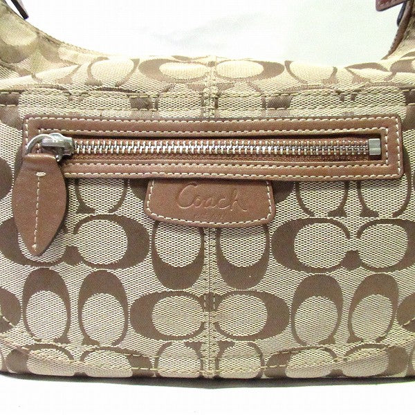 Coach Signature Canvas Leather Shoulder Bag F14690 in Good Condition