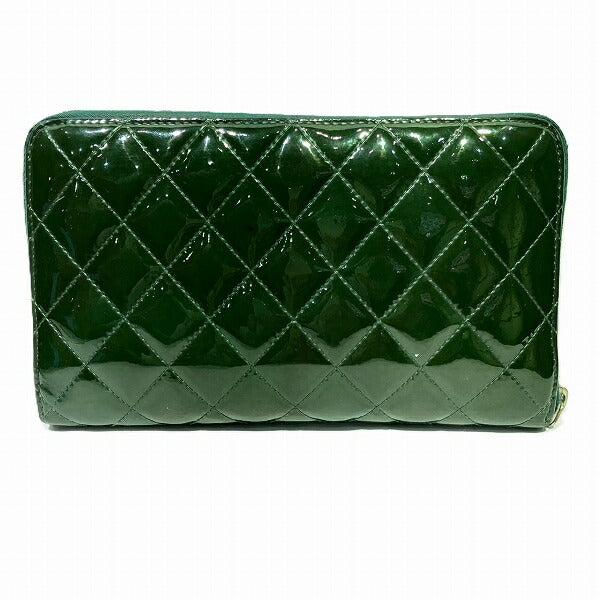 Chanel Green Enamel Long Wallet in Fair Condition