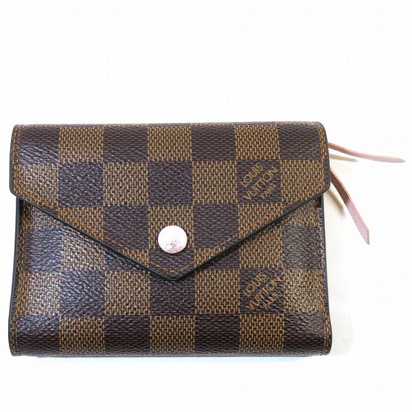 Louis Vuitton Damier Ebene Canvas Victorine Wallet N61700 in Fair Condition