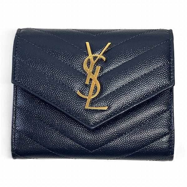 Yves Saint Laurent Leather Tri-Fold Wallet 403943 in Great Condition