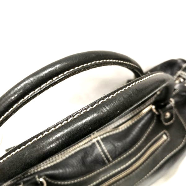 Ginza Yoshinoya Leather Black Handbag in Good Condition