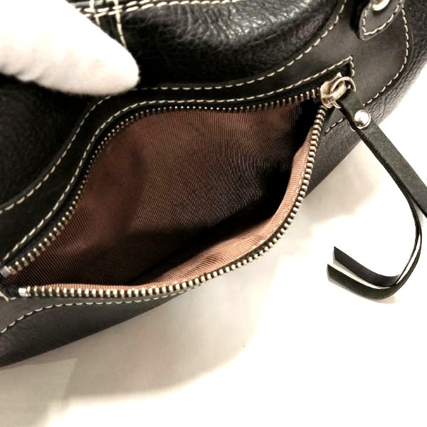 Ginza Yoshinoya Leather Black Handbag in Good Condition