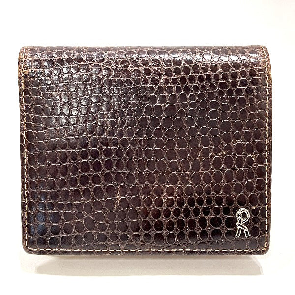 Roberta di Camerino Embossed Leather Dark Brown Bifold Wallet in Good Condition