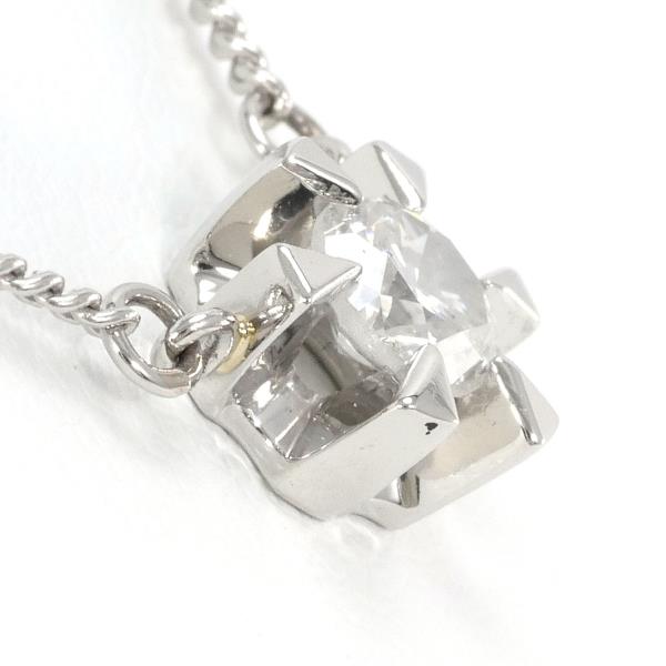 PT850 Platinum Necklace with 0.38ct SI2 Natural Diamond, Total Weight approx. 4.1g, Length approx. 42cm, Ladies Silver Jewelry (Pre-owned)