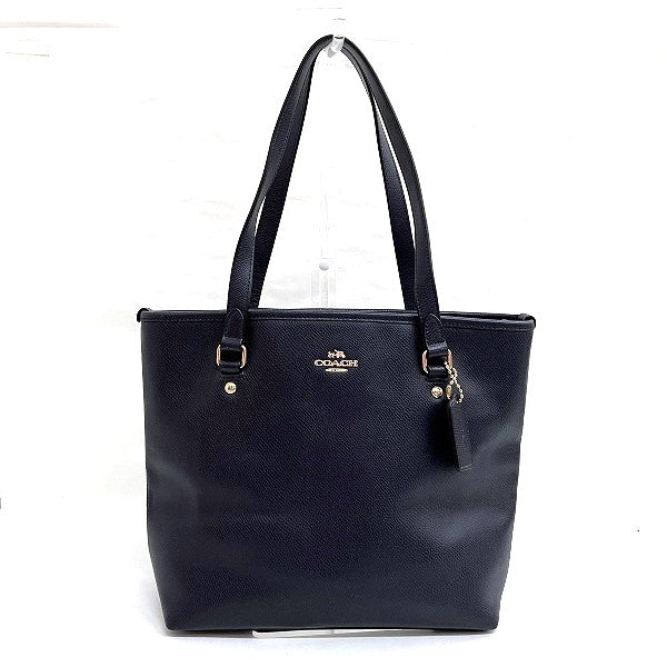 Coach Navy Leather Tote Handbag in Good Condition