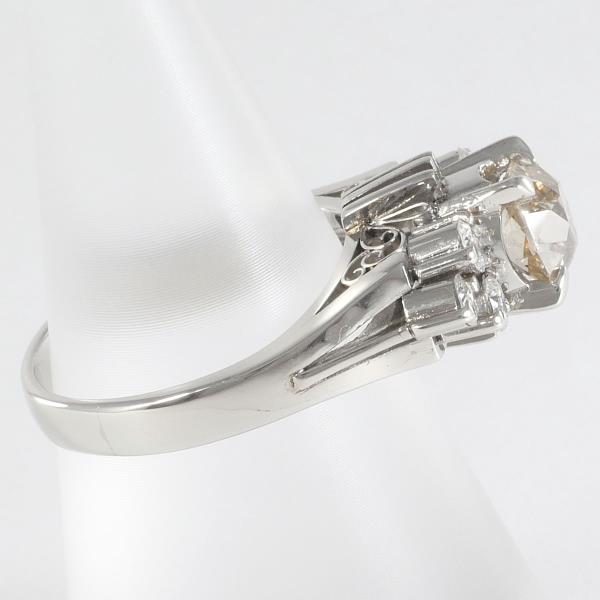 PT900 Platinum Ring with Brown Diamond 1.09ct and Diamond 0.41ct in Excellent Condition