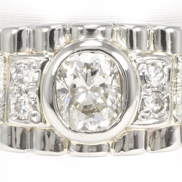 Platinum PT900 Diamond Ring, Size 12, Total Weight Approximately 5.5g, Diamonds 0.25ct and 0.04ct, Ladies' Silver Jewelry