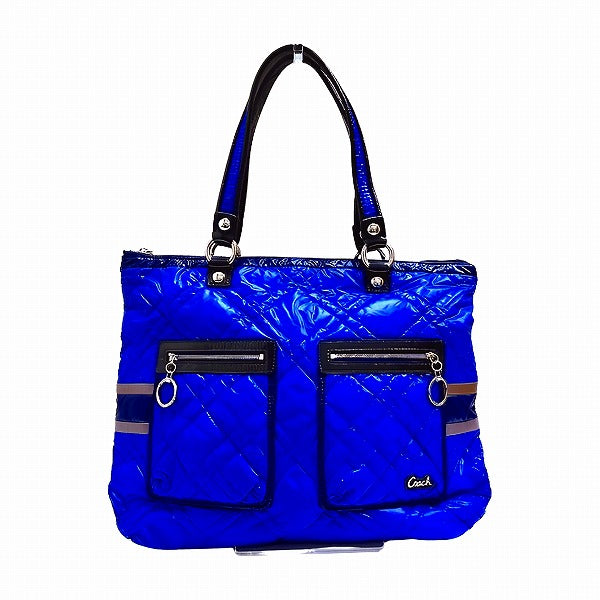 Coach Poppy Nylon Patent Leather Quilted Tote Bag 15873