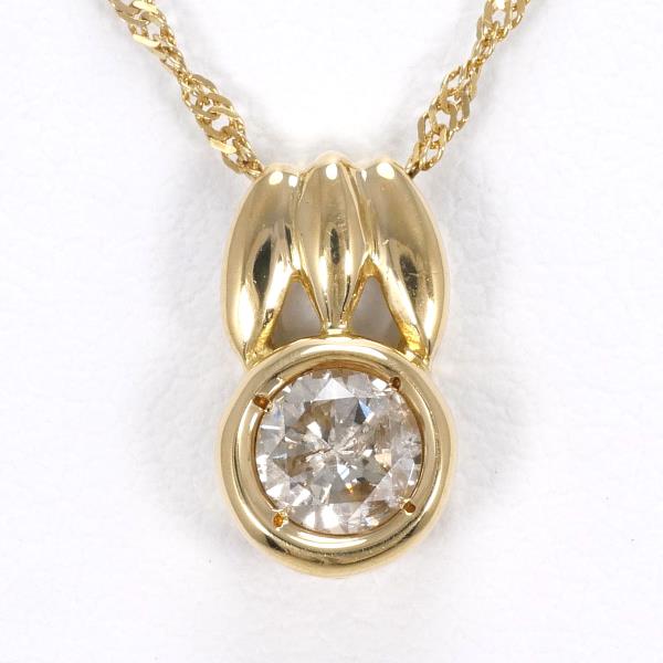 Women's K18 Yellow Gold Necklace with 0.30ct Brown Diamond, Approx 40cm, Weight 2.0g  in Excellent Condition