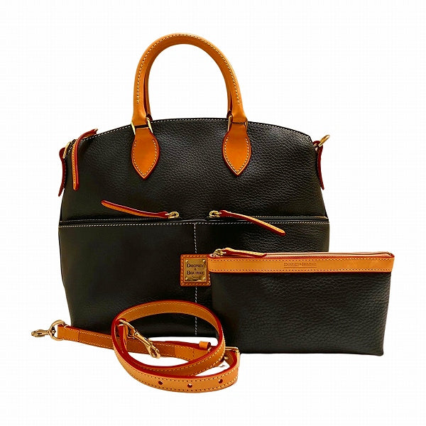 Dooney & Bourke Black Leather 2-Way Handbag with Pouch in Pristine Condition