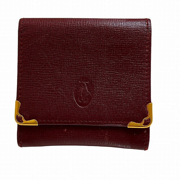 Cartier Must Calf Bordeaux Coin Case Wallet in Good Condition