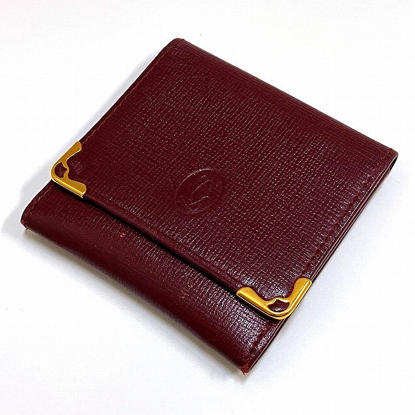 Cartier Must Calf Bordeaux Coin Case Wallet in Good Condition