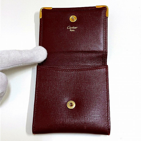 Cartier Must Calf Bordeaux Coin Case Wallet in Good Condition