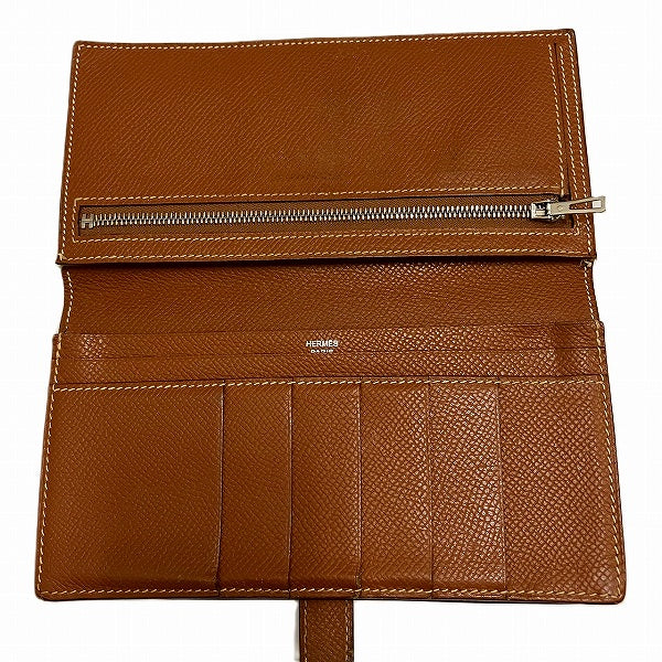 Hermes Bearn Souffle Leather Long Wallet in Good Condition