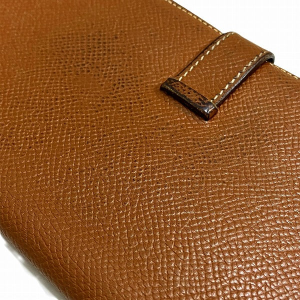 Hermes Bearn Souffle Leather Long Wallet in Good Condition