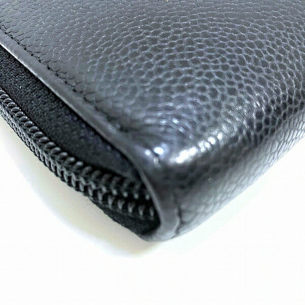 Chanel Caviar Skin Round Zip Wallet A50071