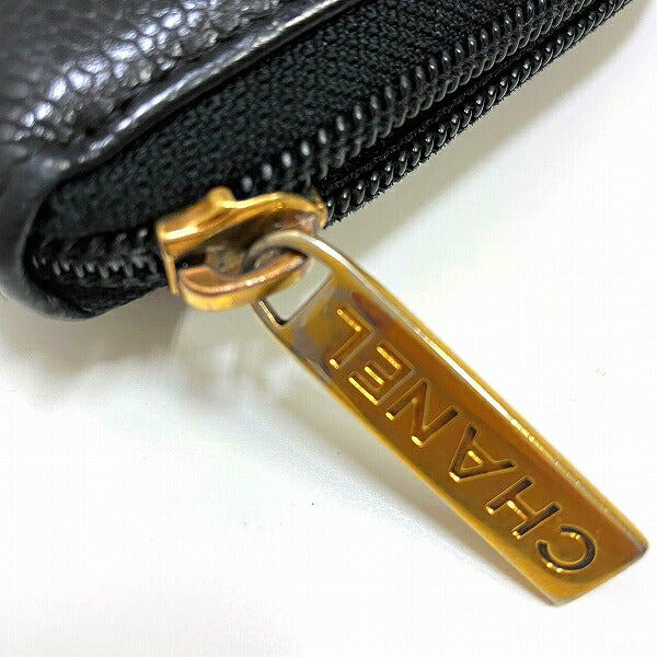 Chanel Caviar Skin Round Zip Wallet A50071