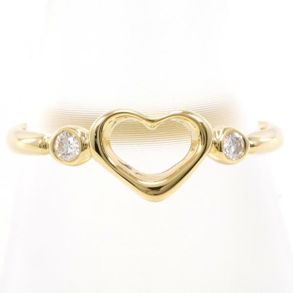 Tiffany & Co Open Heart Ring K18 Yellow Gold Diamond 11.5 in Excellent Condition