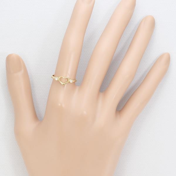 Tiffany & Co Open Heart Ring K18 Yellow Gold Diamond 11.5 in Excellent Condition