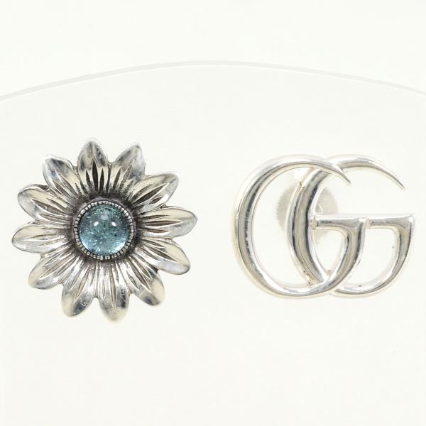 Gucci Silver Double G Flower Topaz Earrings in Excellent Condition