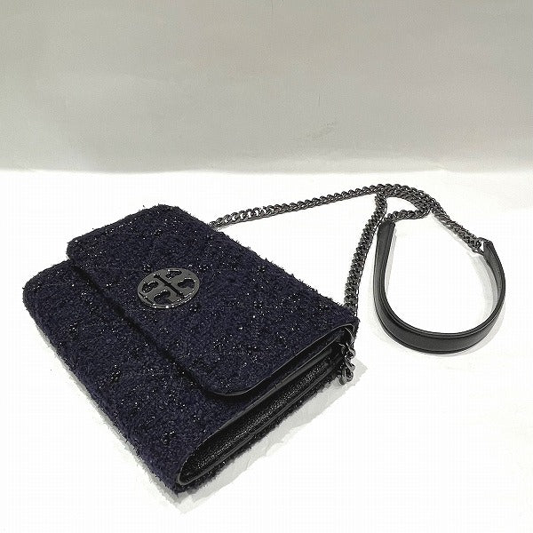 Tory Burch Tweed Chain Wallet 86052 in Good Condition