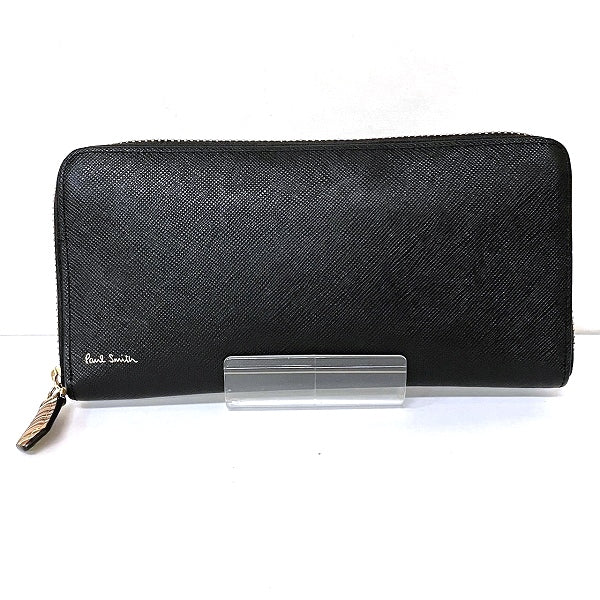 Paul Smith Black Leather Multistripe Long Wallet in Good Condition