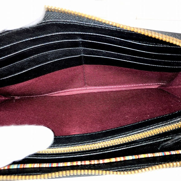 Paul Smith Black Leather Multistripe Long Wallet in Good Condition