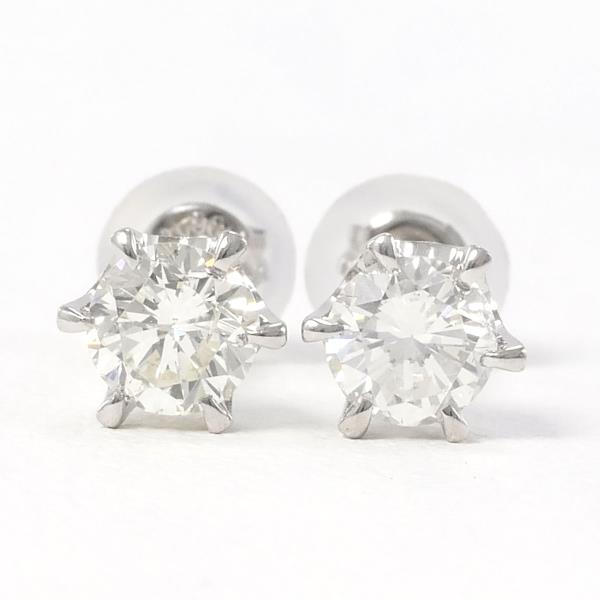 PT900 Platinum Diamond Earrings 0.35ct SI2 0.30ct with Certificate in Great Condition