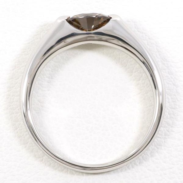 PT900 Platinum Ring with Brown Diamond, Size 15 in Excellent Condition