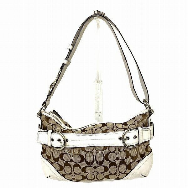 Coach Signature 7077 Canvas Leather Shoulder Bag