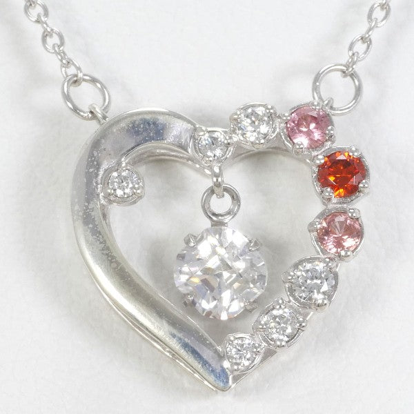 Silver Necklace Pink Sapphire Garnet