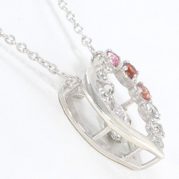 Silver Necklace Pink Sapphire Garnet