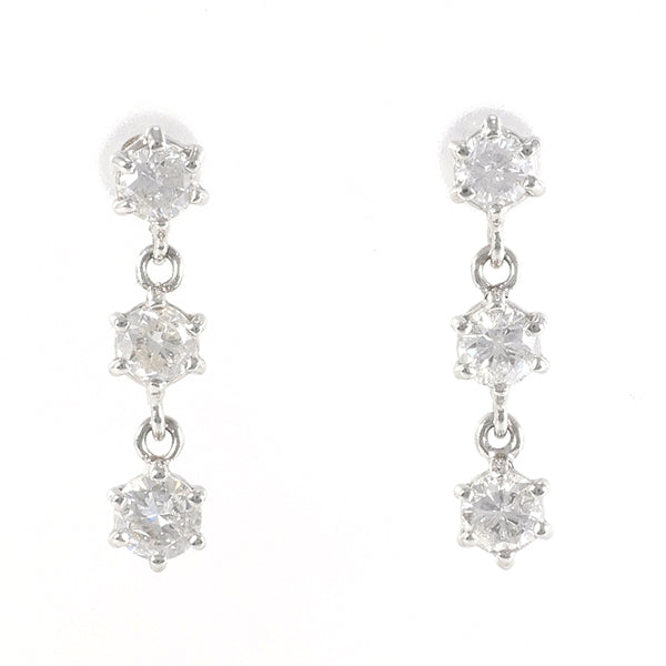 K18 White Gold Diamond Earrings 0.70ct 0.71ct in Great Condition