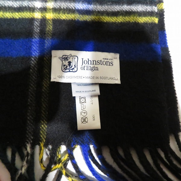 Johnstons Black Stewart Cashmere Scarf Stole Unisex