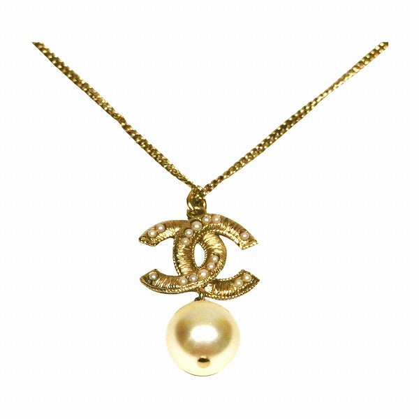 Chanel Coco Mark Drop Pearl Necklace in Good Condition