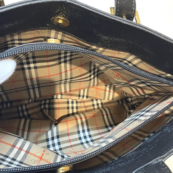 Burberry Leather Canvas Nova Check Tote Shoulder Bag in Fair Condition