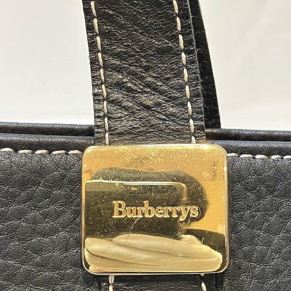 Burberry Leather Canvas Nova Check Tote Shoulder Bag in Fair Condition