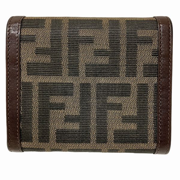 Fendi Zucca Canvas Leather Trifold Wallet 2251-30794 in Good Condition