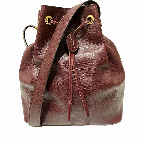 Cartier Leather Matelassé Drawstring Shoulder Bag in Good Condition