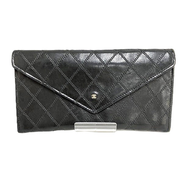 Chanel Bicolor Leather Long Wallet in Good Condition