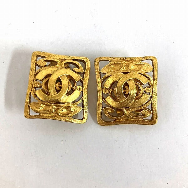 Chanel Coco Mark Earrings GP H2.5cm×W2cm in Fair Condition