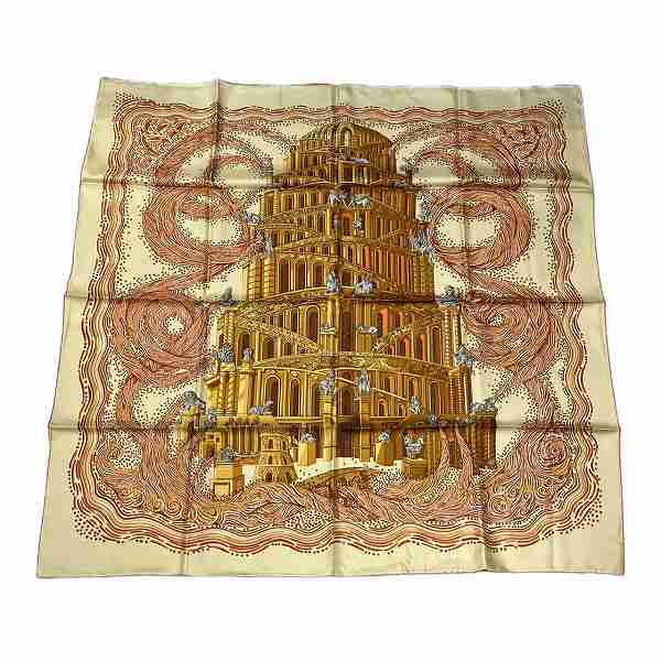 Hermes 100% Silk 90cm x 90cm Carre 90 Babel River Scarf in Great Condition