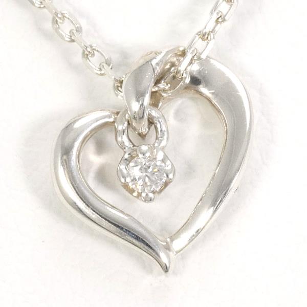 4℃ Silver Diamond Necklace 1.6g 42cm in Pristine Condition