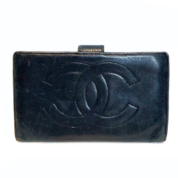 Chanel Lambskin Coco Mark Bifold Long Wallet in Fair Condition